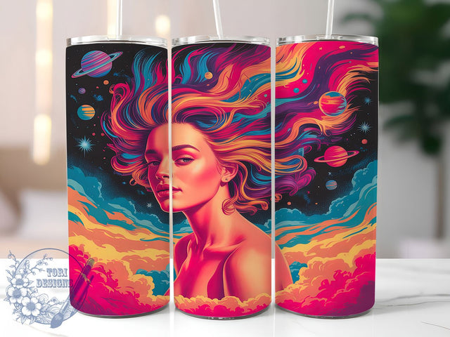 Celestial Galaxy Woman Tumbler, Solar System Tumbler, 20Oz Sublimation, Cosmic Woman Art, Space Universe Printable, Celestial Tumbler Design, Galaxy Theme Wrap Sublimation ToriDesigns 