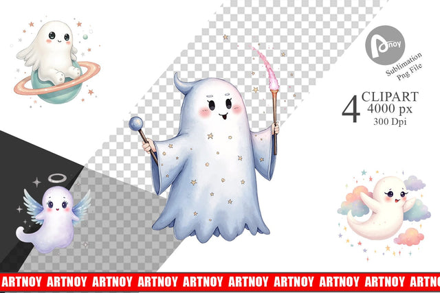 Celestial Ghosts Clipart Sublimation artnoy 