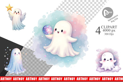 Celestial Ghosts Clipart Sublimation artnoy 