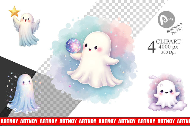 Celestial Ghosts Clipart Sublimation artnoy 