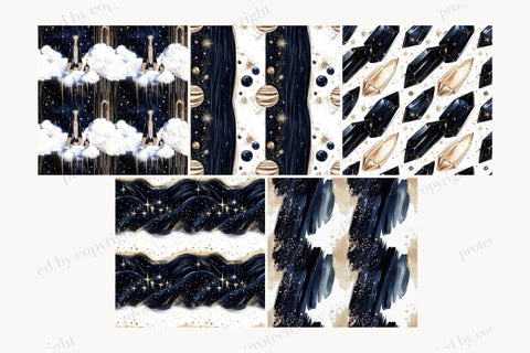 Celestial Goddess Digital Paper | Moon Star Seamless Pattern Digital Pattern GlamArtZhanna 