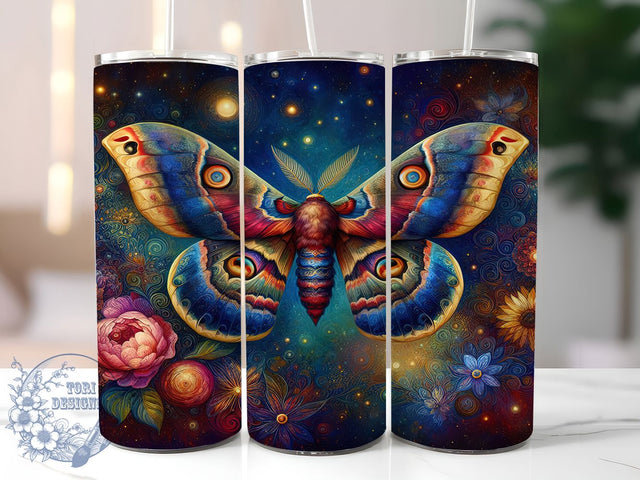 Celestial Gothic Moth Tumbler, Witchy Vibes, Celestial Moth, Witchy Tumbler, 20oz Tumbler Wrap, Sublimation Design, Skinny Tumbler Png Sublimation ToriDesigns 