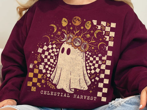 Celestial Harvest Ghost PNG, Halloween Design SVG DesignDestine 
