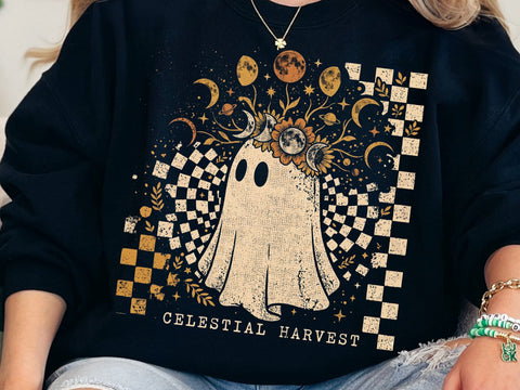 Celestial Harvest Ghost PNG, Halloween Design SVG DesignDestine 