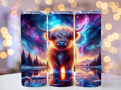 Celestial Highland Cow Tumbler Wrap, Starry Night Tumbler, Cow Lover Tumbler Wrap, 20oz Sublimation Wrap, Farmhouse Aesthetic Tumbler, Rustic Highland Cow Design, Celestial Animal Tumbler Sublimation SvggirlplusArt 