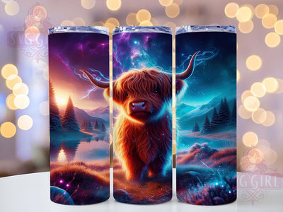 Celestial Highland Cow Tumbler Wrap, Starry Night Tumbler, Cow Lover Tumbler Wrap, 20oz Sublimation Wrap, Farmhouse Aesthetic Tumbler, Rustic Highland Cow Design, Celestial Animal Tumbler Sublimation SvggirlplusArt 