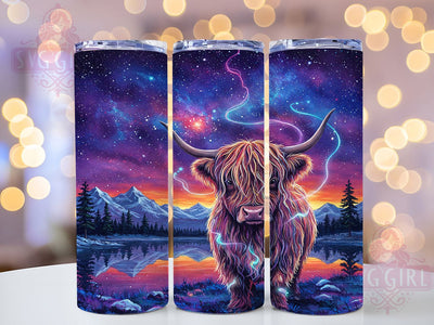 Celestial Highland Cow Tumbler Wrap, Starry Night Tumbler, Cow Lover Tumbler Wrap, 20oz Sublimation Wrap, Farmhouse Aesthetic Tumbler, Rustic Highland Cow Design, Celestial Animal Tumbler Sublimation SvggirlplusArt 