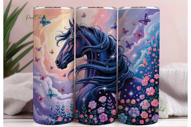 Celestial Horse Glitter 20oz Tumbler Sublimation PixelChick 