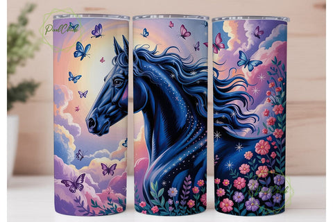 Celestial Horse Glitter 20oz Tumbler Sublimation PixelChick 