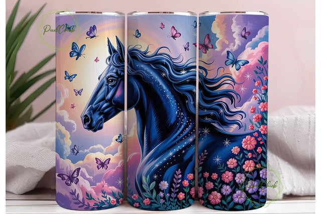 Celestial Horse Glitter 20oz Tumbler Sublimation PixelChick 
