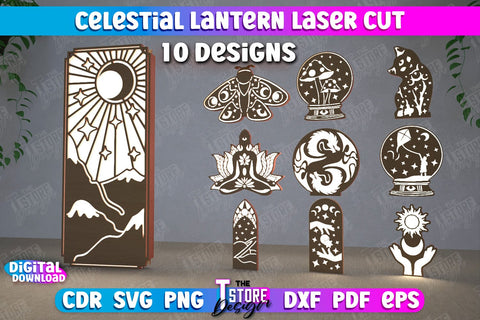 Celestial Lantern Bundle | Tabletop Night Light | Decorative Lantern | CNC Files SVG The T Store Design 