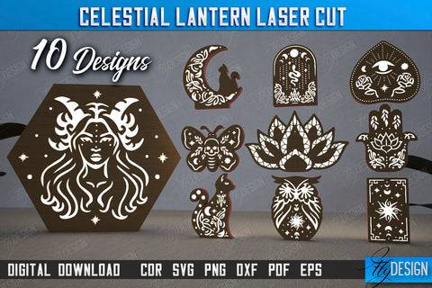 Celestial Lantern Bundle | Tabletop Night Light | Decorative Lantern | Table Lamp | CNC Files SVG Fly Design 