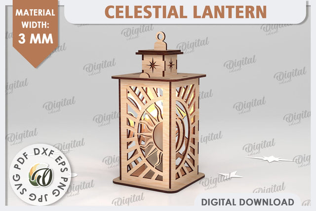 Celestial Lantern Laser Cut Design. Sun And Moon Decor SVG SVG Evgenyia Guschina 
