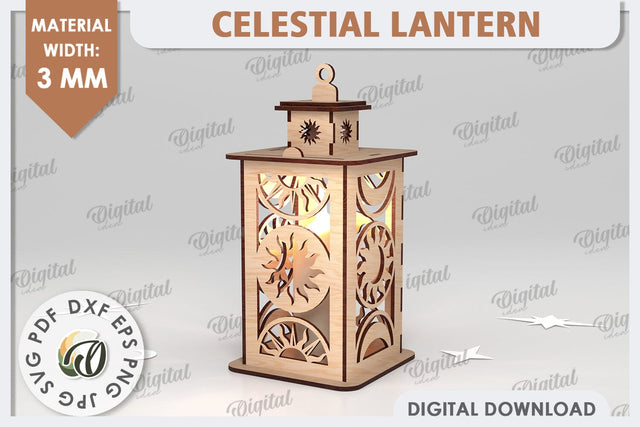 Celestial Lantern Laser Cut Design. Sun And Moon Decor SVG SVG Evgenyia Guschina 