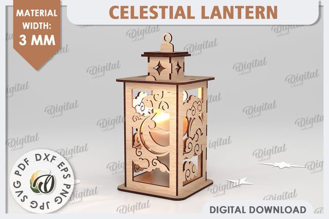 Celestial Lantern Laser Cut Design. Sun And Moon Decor SVG SVG Evgenyia Guschina 