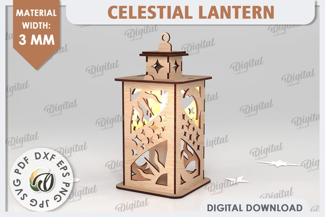 Celestial Lantern Laser Cut Design. Sun And Moon Decor SVG SVG Evgenyia Guschina 