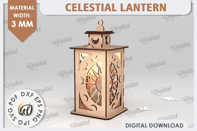 Celestial Lantern Laser Cut Design. Sun And Moon Decor SVG SVG Evgenyia Guschina 