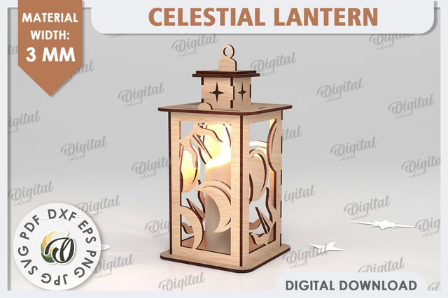 Celestial Lantern Laser Cut Design. Sun And Moon Decor SVG SVG Evgenyia Guschina 