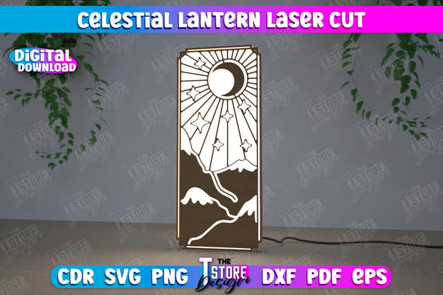 Celestial Lantern | Tabletop Night Light | Decorative Lantern | CNC File SVG The T Store Design 