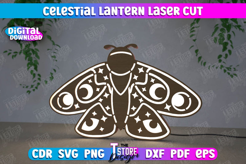 Celestial Lantern | Tabletop Night Light | Decorative Lantern | CNC File SVG The T Store Design 