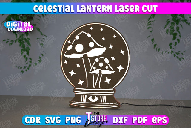 Celestial Lantern | Tabletop Night Light | Decorative Lantern | CNC File SVG The T Store Design 