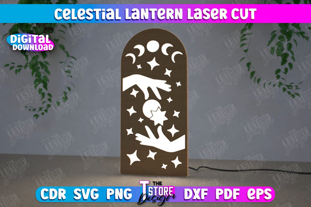 Celestial Lantern | Tabletop Night Light | Decorative Lantern | CNC File SVG The T Store Design 