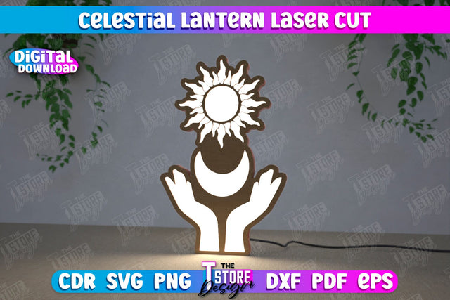 Celestial Lantern | Tabletop Night Light | Decorative Lantern | CNC File SVG The T Store Design 