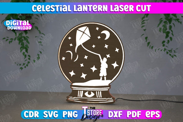 Celestial Lantern | Tabletop Night Light | Decorative Lantern | CNC File SVG The T Store Design 