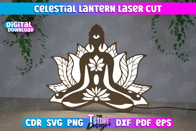 Celestial Lantern | Tabletop Night Light | Decorative Lantern | CNC File SVG The T Store Design 