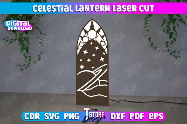Celestial Lantern | Tabletop Night Light | Decorative Lantern | CNC File SVG The T Store Design 