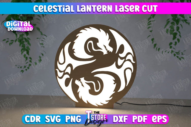 Celestial Lantern | Tabletop Night Light | Decorative Lantern | CNC File SVG The T Store Design 
