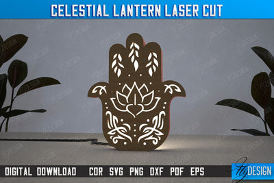 Celestial Lantern | Tabletop Night Light | Decorative Lantern | Table Lamp | CNC File SVG Fly Design 