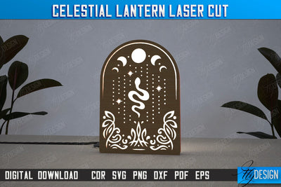 Celestial Lantern | Tabletop Night Light | Decorative Lantern | Table Lamp | CNC File SVG Fly Design 