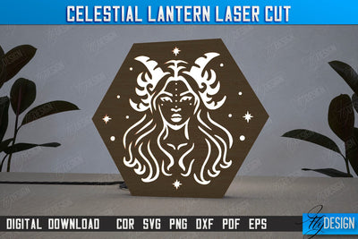 Celestial Lantern | Tabletop Night Light | Decorative Lantern | Table Lamp | CNC File SVG Fly Design 