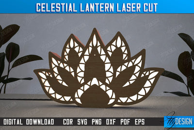 Celestial Lantern | Tabletop Night Light | Decorative Lantern | Table Lamp | CNC File SVG Fly Design 