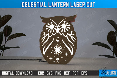 Celestial Lantern | Tabletop Night Light | Decorative Lantern | Table Lamp | CNC File SVG Fly Design 