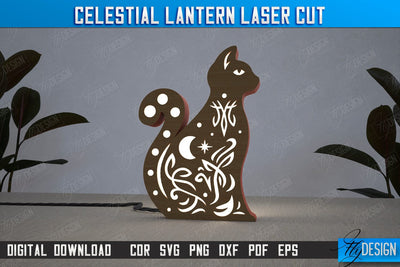 Celestial Lantern | Tabletop Night Light | Decorative Lantern | Table Lamp | CNC File SVG Fly Design 