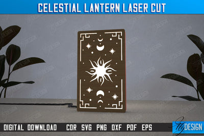 Celestial Lantern | Tabletop Night Light | Decorative Lantern | Table Lamp | CNC File SVG Fly Design 