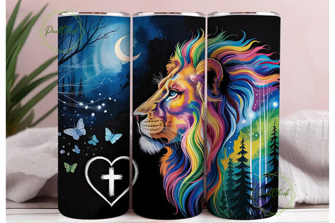 Celestial Lion Quote 20oz Tumbler Wrap Sublimation PixelChick 