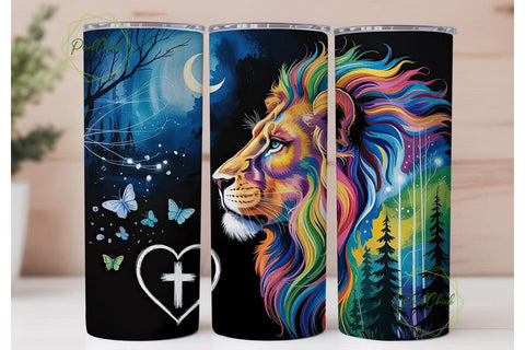 Celestial Lion Quote 20oz Tumbler Wrap Sublimation PixelChick 