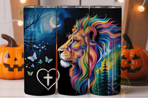 Celestial Lion Quote 20oz Tumbler Wrap Sublimation PixelChick 