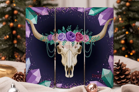 Celestial Longhorn Skull 20oz Tumbler Sublimation DesignSVG 