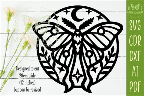 Celestial Luna Moth SVG | Moon and Stars Wall Art | Laser SVG APInspireddesigns 