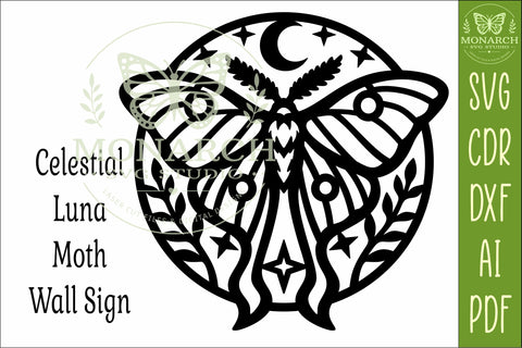 Celestial Luna Moth SVG | Moon and Stars Wall Art | Laser SVG APInspireddesigns 