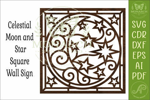 Celestial Moon and Stars SVG, Whimsical Crescent Moon Laser SVG APInspireddesigns 