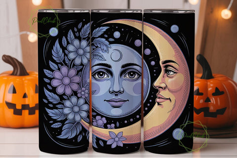Celestial Moon Face 20oz Tumbler Wrap Sublimation PixelChick 