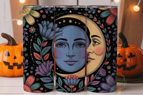 Celestial Moon Face 20oz Tumbler Wrap Sublimation PixelChick 