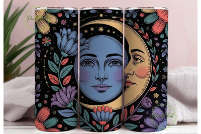 Celestial Moon Face 20oz Tumbler Wrap Sublimation PixelChick 