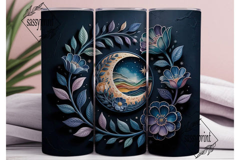 Celestial Moon Floral 20oz Tumbler Wrap Sublimation sassyprint 