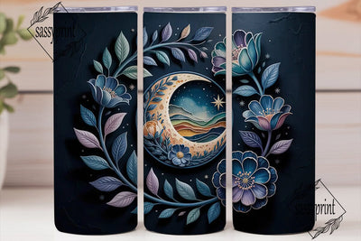Celestial Moon Floral 20oz Tumbler Wrap Sublimation sassyprint 